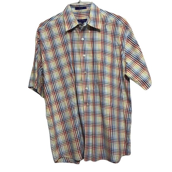 Alan Flusser Mens Short Sleeve Button Down Shirt -‎ Size XL - Picture 2 of 8